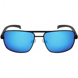 Square Rectangular Polarized Sunglasses Lightweight Protection - Black Frame - Polarized Blue-white Mirrored Lens - CW192RQOH...