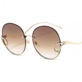 Round 2020 New Metal Diamond Sunglasses Women Round Rimless Frame Sun Glasses Female Fashion Eyeglasses UV400 Glasses - CL198...