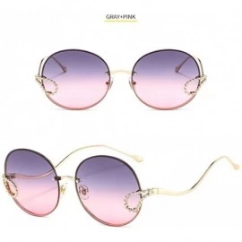 Round 2020 New Metal Diamond Sunglasses Women Round Rimless Frame Sun Glasses Female Fashion Eyeglasses UV400 Glasses - CL198...