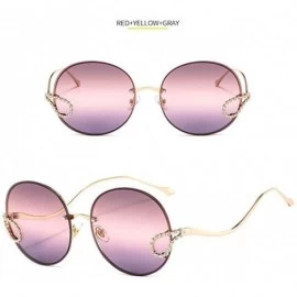 Round 2020 New Metal Diamond Sunglasses Women Round Rimless Frame Sun Glasses Female Fashion Eyeglasses UV400 Glasses - CL198...
