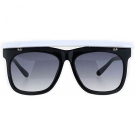 Rectangular Unique Collapsible Sun Visor Horn Rim Hipster Plastic Sunglasses - Black Smoke White - CX18K3WAS07 $7.66
