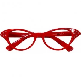 Cat Eye Womens Cat Eye Rhinestone Glasses - Red - CT119K8CBJX $8.80