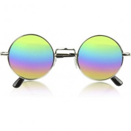 Round Retro Round Sunglasses Small Colored Lens Hippie John Lennon Glasses - CD18W0A8HQW $8.46