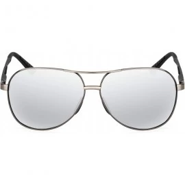 Sport XXL extra large Classic Round Aviator Polarized Sunglasses for big wide heads 150mm - Gunmetal - C4189X54ZI6 $22.33