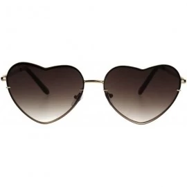 Rimless Womens Exposed Edge Rimless Heart Shape Hippie Color Lens Sunglasses - Gold Brown - C018KRDUGAZ $9.15