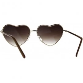 Rimless Womens Exposed Edge Rimless Heart Shape Hippie Color Lens Sunglasses - Gold Brown - C018KRDUGAZ $9.15