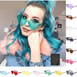Rimless Heart Shaped Sunglasses + 1 Glasses Cloth Rimless Transparent Colored Glasses PC Frame Resin Lens - J - C5190E75C9A $...