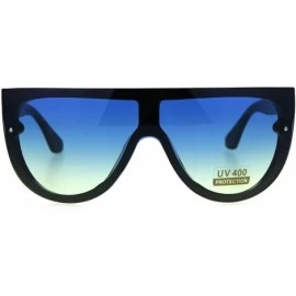 Rectangular Oceanic Color Gradient Lens Flat Top Racer Retro Sunglasses - Black Blue Yellow - C41875O55SI $15.41