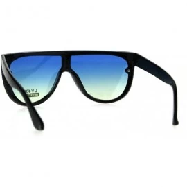 Rectangular Oceanic Color Gradient Lens Flat Top Racer Retro Sunglasses - Black Blue Yellow - C41875O55SI $15.41