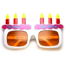Oversized Happy Birthday Cake and Candles Party Favor Celebration Sunglasses - White Orange - CT11P6OEAED $9.77
