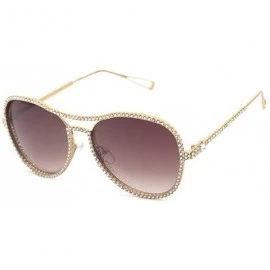 Oval Fashion Rhinestone Sunglasses Blingbling Diamond - Brown - C118ALHSY9R $13.38