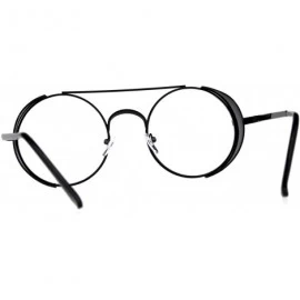 Round Mens Round Circle Lens Side Visor Metal Rim Retro Clear Lens Eye Glasses - Black - CM180OXET0U $12.94