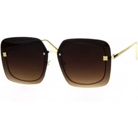 Rectangular Womens Oversize Exposed Lens Rectangular Metal Rim Designer Sunglasses - Brown - CT18HU08XNI $12.00
