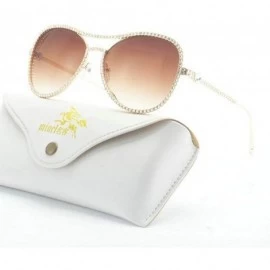 Oval Fashion Rhinestone Sunglasses Blingbling Diamond - Brown - C118ALHSY9R $28.26