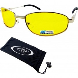 Oval YELLOW Lens Sun Glasses for Night Driving Anti Glare - Silver - CC12EXJTOPH $20.33