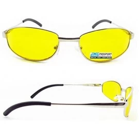 Oval YELLOW Lens Sun Glasses for Night Driving Anti Glare - Silver - CC12EXJTOPH $12.31