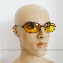 Oval YELLOW Lens Sun Glasses for Night Driving Anti Glare - Silver - CC12EXJTOPH $12.31