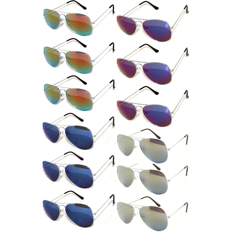 12 Pairs Aviator Style Sunglasses Metal Gold- Silver- Black Frame ...