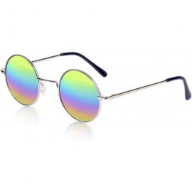 Round Retro Round Sunglasses Small Colored Lens Hippie John Lennon Glasses - CD18W0A8HQW $8.46