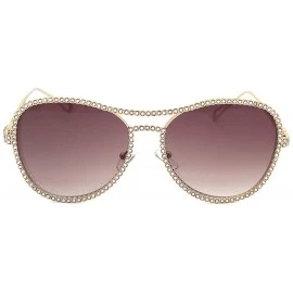 Oval Fashion Rhinestone Sunglasses Blingbling Diamond - Brown - C118ALHSY9R $28.26