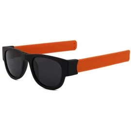 Aviator Creative Foldable Men Women Sunglasses Wristband Slappable Sun Glasses Black - Orange - C618Y3NLKUZ $11.69