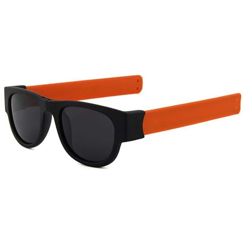 Aviator Creative Foldable Men Women Sunglasses Wristband Slappable Sun Glasses Black - Orange - C618Y3NLKUZ $11.69