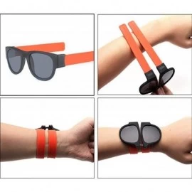 Aviator Creative Foldable Men Women Sunglasses Wristband Slappable Sun Glasses Black - Orange - C618Y3NLKUZ $11.69