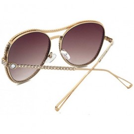 Oval Fashion Rhinestone Sunglasses Blingbling Diamond - Brown - C118ALHSY9R $13.38