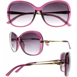 Butterfly Ladies Oversized Trendy Designer Butterfly Bifocal Reading Glasses UV Sunglasses - Rose Red - CH18DIYW03U $13.70