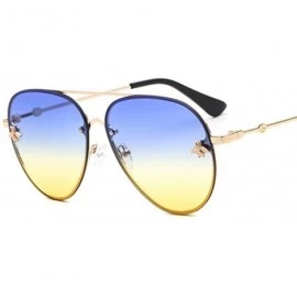 Round Pilot Brand Desidn Sunglasses For Women Sun Glasses Little Bee Decoration Eyewear Pink Gradient Lenses UV400 - CL18RTKR...