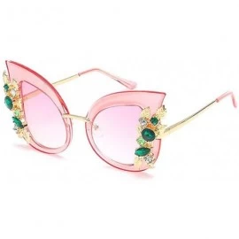 Goggle Woman Cat eye Sunglasses Stylish oversized frame Eyewear with Rhinestones - C6 - C0189L9RILO $18.05