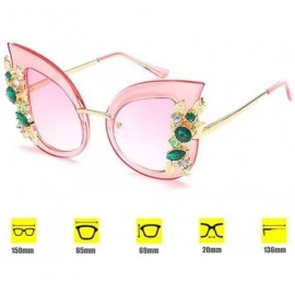 Goggle Woman Cat eye Sunglasses Stylish oversized frame Eyewear with Rhinestones - C6 - C0189L9RILO $9.38
