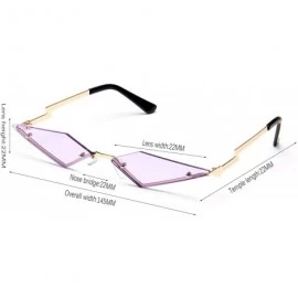 Cat Eye Diamond Shape Sunglasses Women Rimless Vintage Cat Eye Glasses Mirrors UV400 - Black - CR198Y3O004 $9.82
