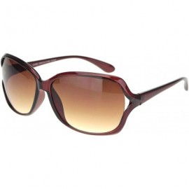 Butterfly Womens Designer Style Rectangular Exposed Lens Butterfly Sunglasses - Brown Gradient Brown - CC18O43Q68N $21.54