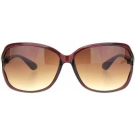 Butterfly Womens Designer Style Rectangular Exposed Lens Butterfly Sunglasses - Brown Gradient Brown - CC18O43Q68N $11.03