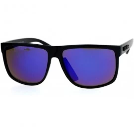 Rectangular Kush Flat Top Plastic Rectangular Mirror Lens Gangster Sunglasses - Matte Black Blue - CN12N8NBTK0 $9.64