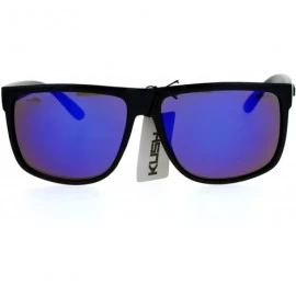 Rectangular Kush Flat Top Plastic Rectangular Mirror Lens Gangster Sunglasses - Matte Black Blue - CN12N8NBTK0 $9.64