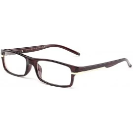 Square "Notch" Slim Squared Modern Design Fashion Clear Lens Glasses - Brown - C812L9TH1L3 $9.91