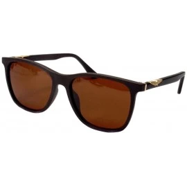 Oval Classic retro square frame plate mirror legs men's polarized sunglasses - Brown Frame Tea Slices - CU190MSQOO0 $50.14