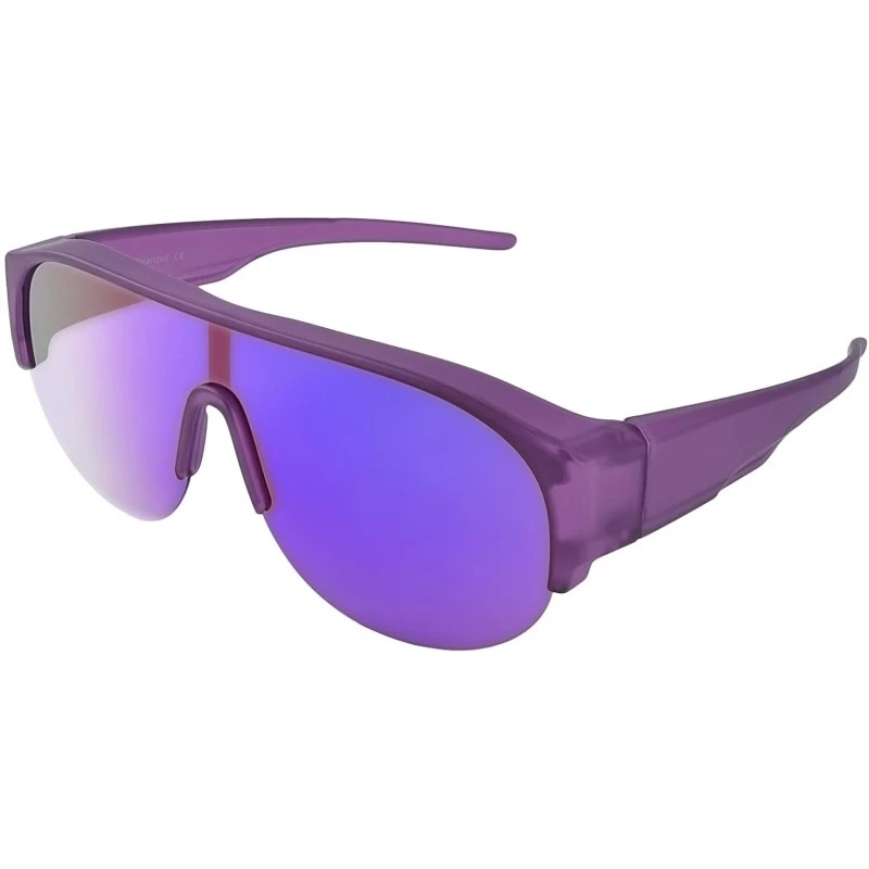 Semi-rimless Polarized Over Glasses Sunglasses Mirrored Lens Semi-rimless Frame for Women Men - Purple - CX18R5CKWI5 $9.76