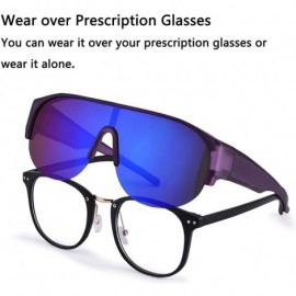 Semi-rimless Polarized Over Glasses Sunglasses Mirrored Lens Semi-rimless Frame for Women Men - Purple - CX18R5CKWI5 $9.76