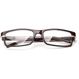 Square "Notch" Slim Squared Modern Design Fashion Clear Lens Glasses - Brown - C812L9TH1L3 $9.91