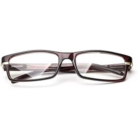 Square "Notch" Slim Squared Modern Design Fashion Clear Lens Glasses - Brown - C812L9TH1L3 $19.31
