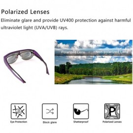 Semi-rimless Polarized Over Glasses Sunglasses Mirrored Lens Semi-rimless Frame for Women Men - Purple - CX18R5CKWI5 $9.76