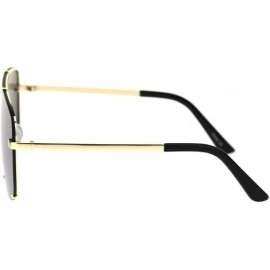 Rimless Mens Oversize Exposed Lens Flat Top Racer Shield Sunglasses - Gold Silver Mirror - C418S5D4YHK $13.10