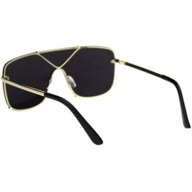 Rimless Mens Oversize Exposed Lens Flat Top Racer Shield Sunglasses - Gold Silver Mirror - C418S5D4YHK $13.10