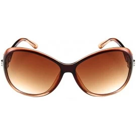 Butterfly Womens Retro Round Sunglasses Vintage Classic Butterfly Designer Style Summer Fashion Glasses - Brown - CK196O029D2...