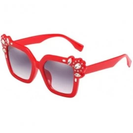 Aviator Sunglasses for Women - Neutral Cat Eye Sunglasses Fashion Rhinestone Decoration UV 400 Eyewear (Red) - Red - C218DSUY...