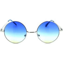 Round Color Groovy Hippie Wire Rim Round Circle Lens Sunglasses - Blue to Yellow - C418XY23YQX $18.56