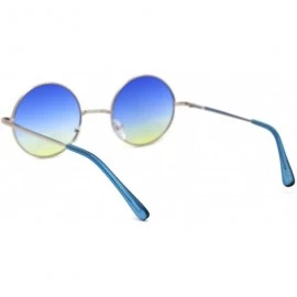Round Color Groovy Hippie Wire Rim Round Circle Lens Sunglasses - Blue to Yellow - C418XY23YQX $7.14